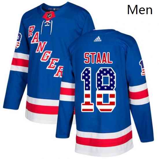 Mens Adidas New York Rangers 18 Marc Staal Authentic Royal Blue USA Flag Fashion NHL Jersey